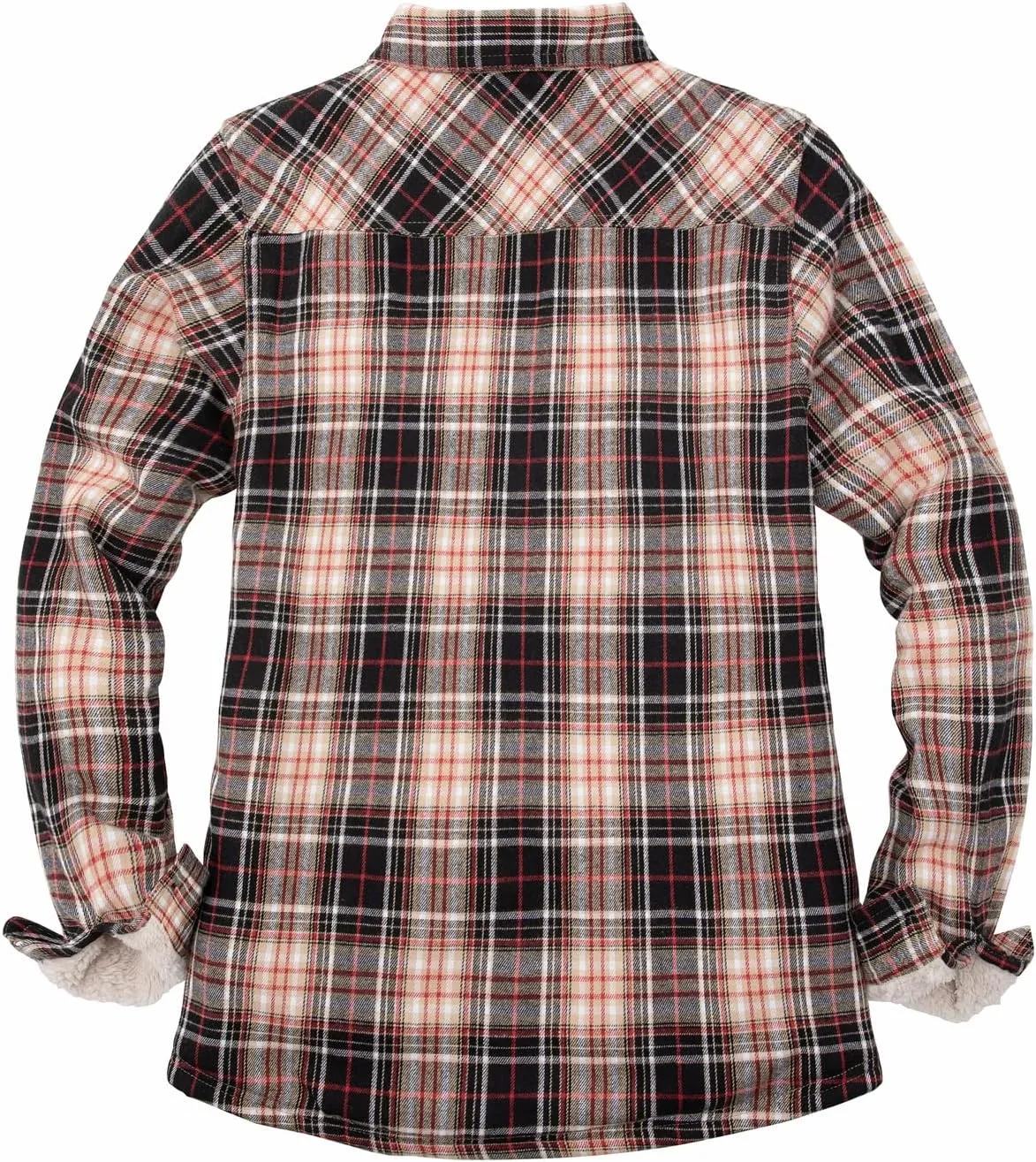 ThCreasa Womens Sherpa Lined Flannel Jacket with Hand Pockets, Plaid Button Down Fuzzy Shirt Jackets