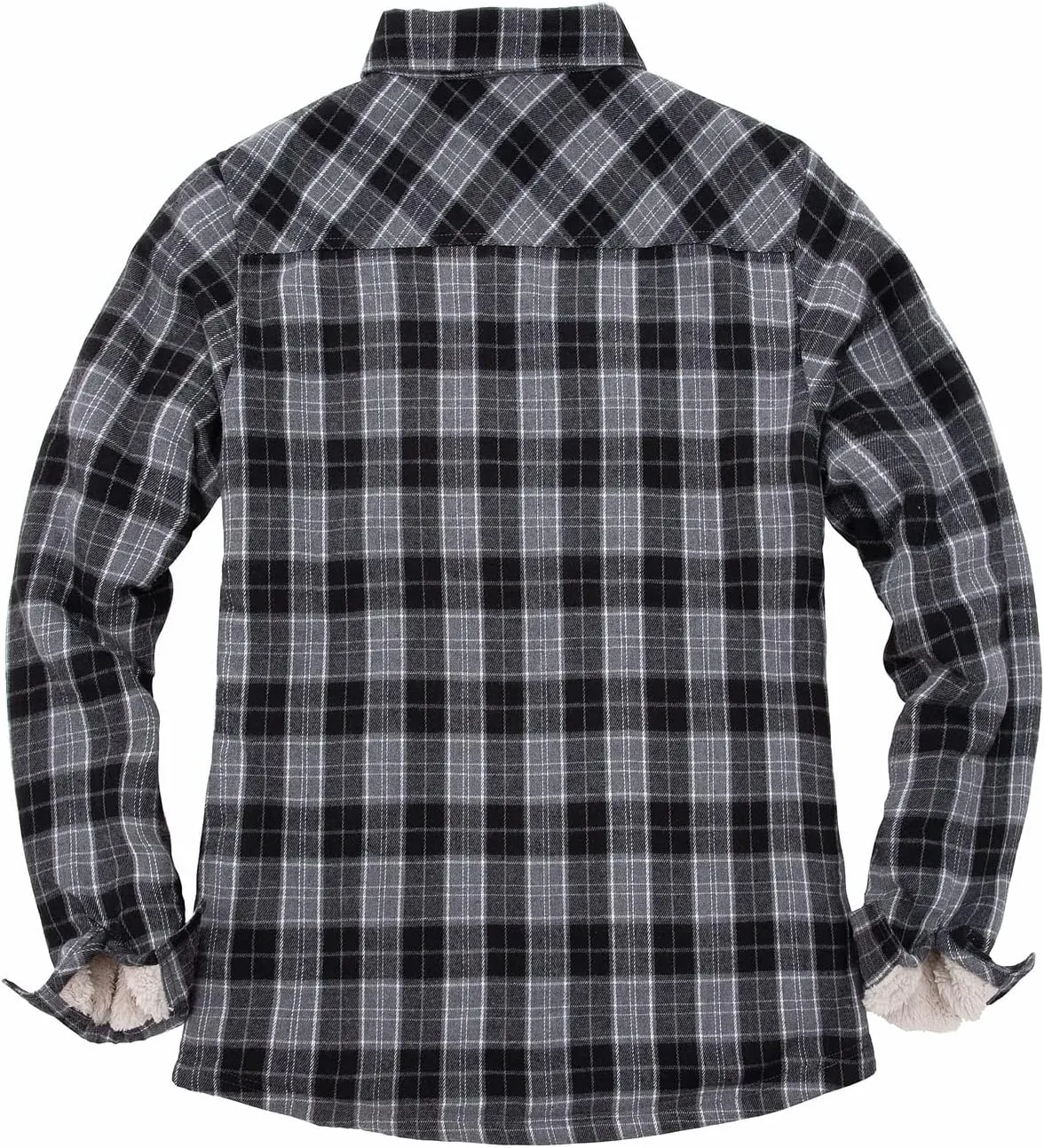 ThCreasa Womens Sherpa Lined Flannel Jacket with Hand Pockets, Plaid Button Down Fuzzy Shirt Jackets