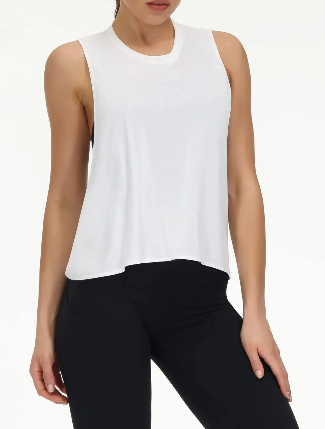 THE GYM PEOPLE Women's Open Cross Back Workout Tank Tops Loose Fit Sleeveless Yoga Running Shirts