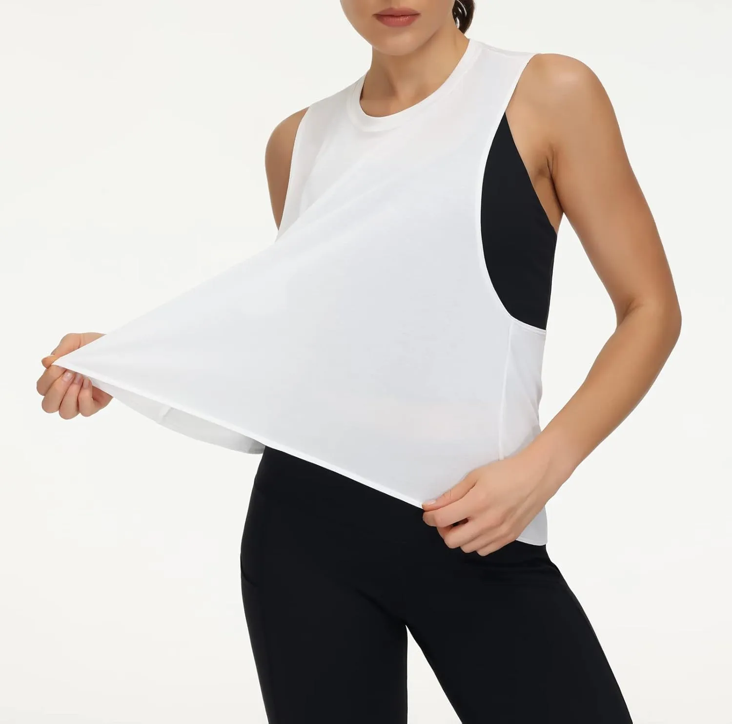 THE GYM PEOPLE Women's Open Cross Back Workout Tank Tops Loose Fit Sleeveless Yoga Running Shirts