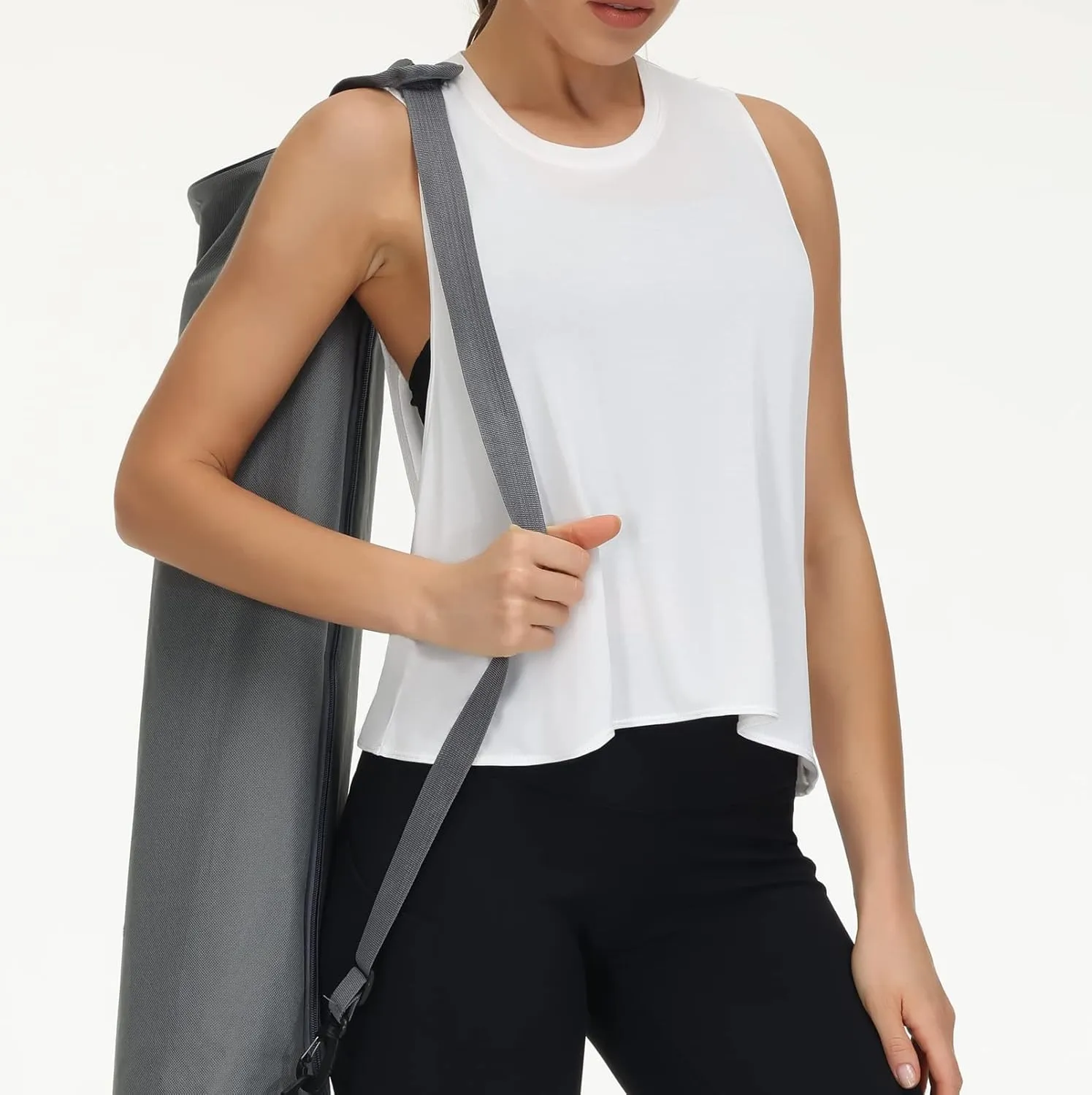 THE GYM PEOPLE Women's Open Cross Back Workout Tank Tops Loose Fit Sleeveless Yoga Running Shirts
