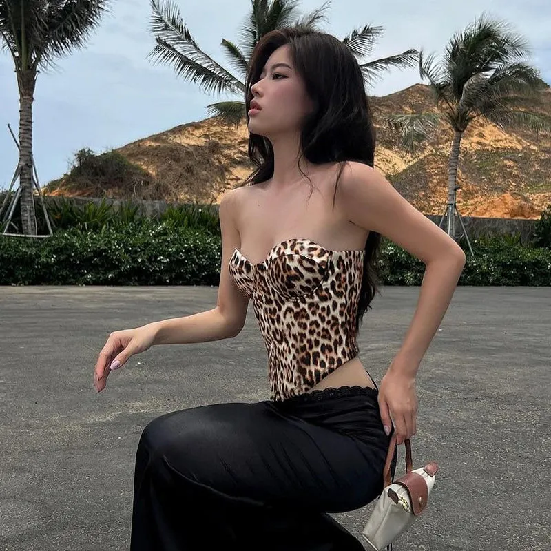 Tierra Leopard Print Bustier Top