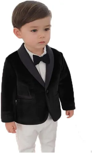 Toddler Boy Formal Suit Jacket Outfit Christmas Velvet Blazer Sports Coat for Kids Birthday Party JTZ019