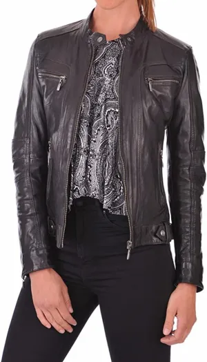 TOMJACK Women Leather Jacket - Lambskin Winter Vintage Motorcycle Biker Jacket, Moto Riding & Racing Jackets