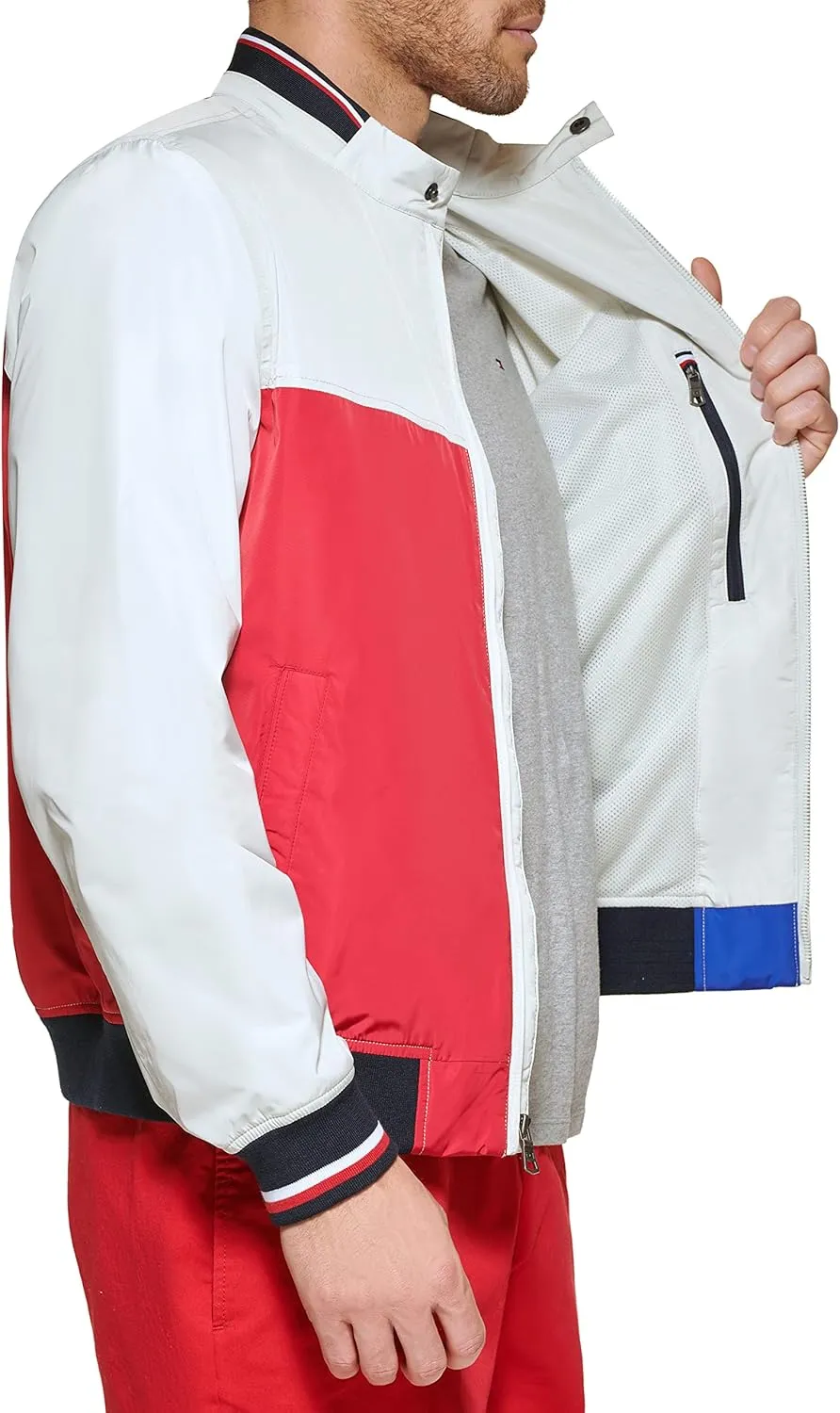 Tommy Hilfiger Mens Lightweight Varsity Rib Knit Bomber Jacket