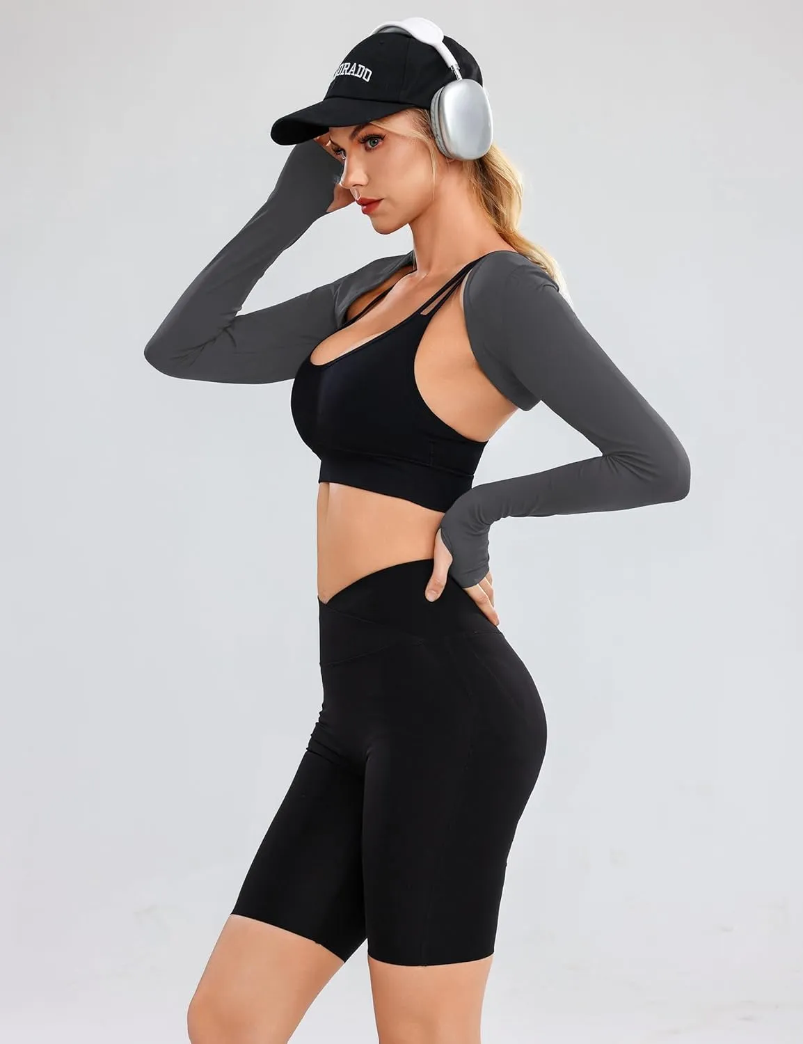 Totatuit Women's Long Sleeve Open Front Shrug Bolero Workout Top Crop Sport Cardigan