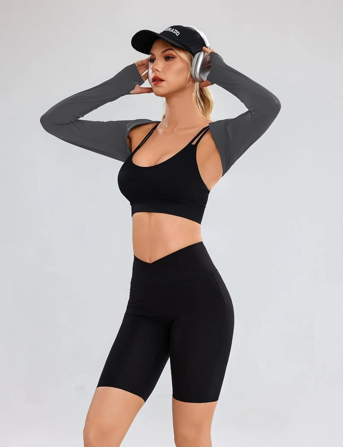 Totatuit Women's Long Sleeve Open Front Shrug Bolero Workout Top Crop Sport Cardigan