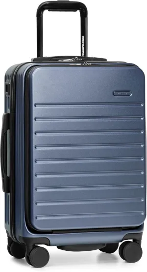Traveler's Choice Mykel Front Pocket Polycarbonate Hardside Suitcase with Sleeve and Ergonomic Handle, Navy, Carry-On 22-Inch
