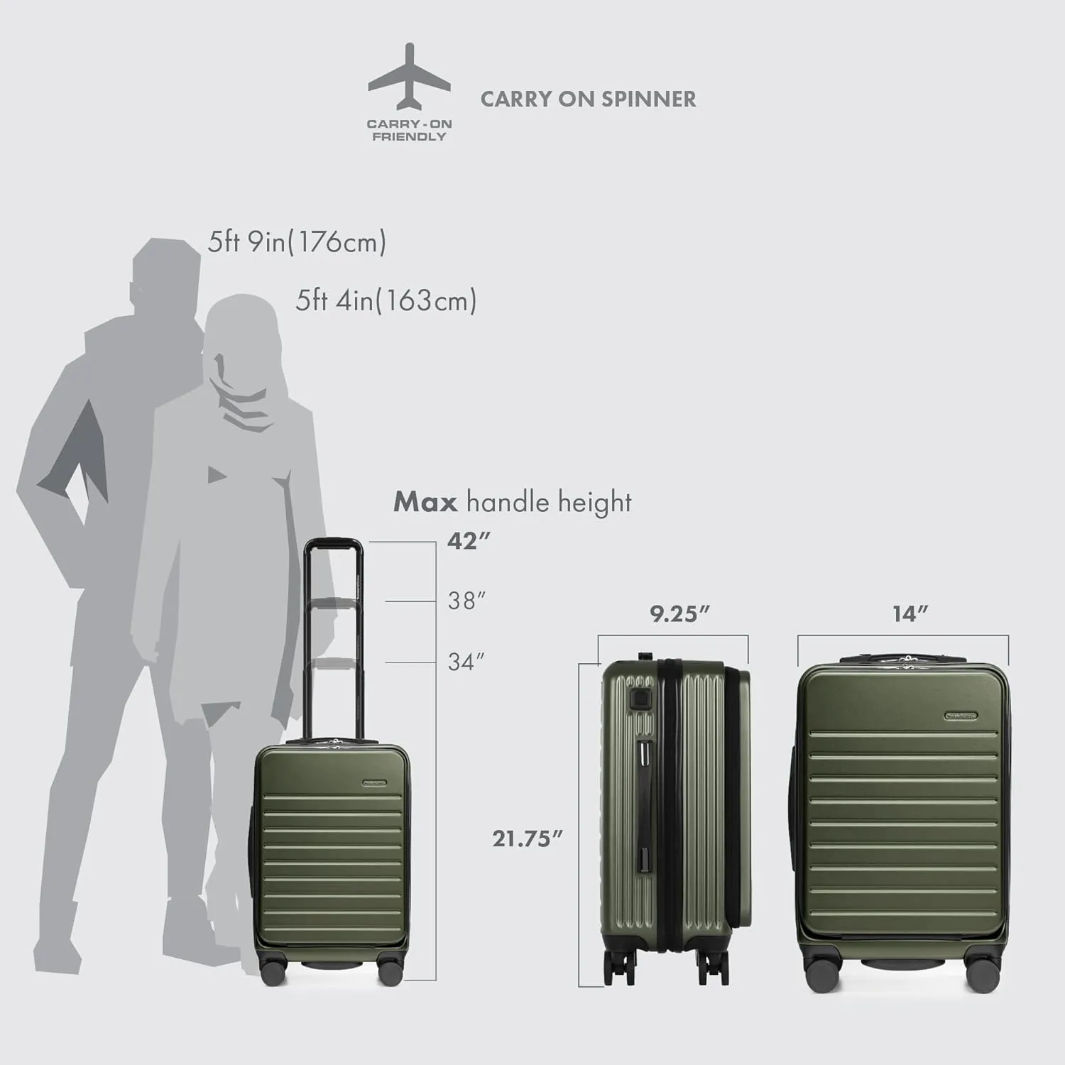 Traveler's Choice Mykel Front Pocket Polycarbonate Hardside Suitcase with Sleeve and Ergonomic Handle, Navy, Carry-On 22-Inch