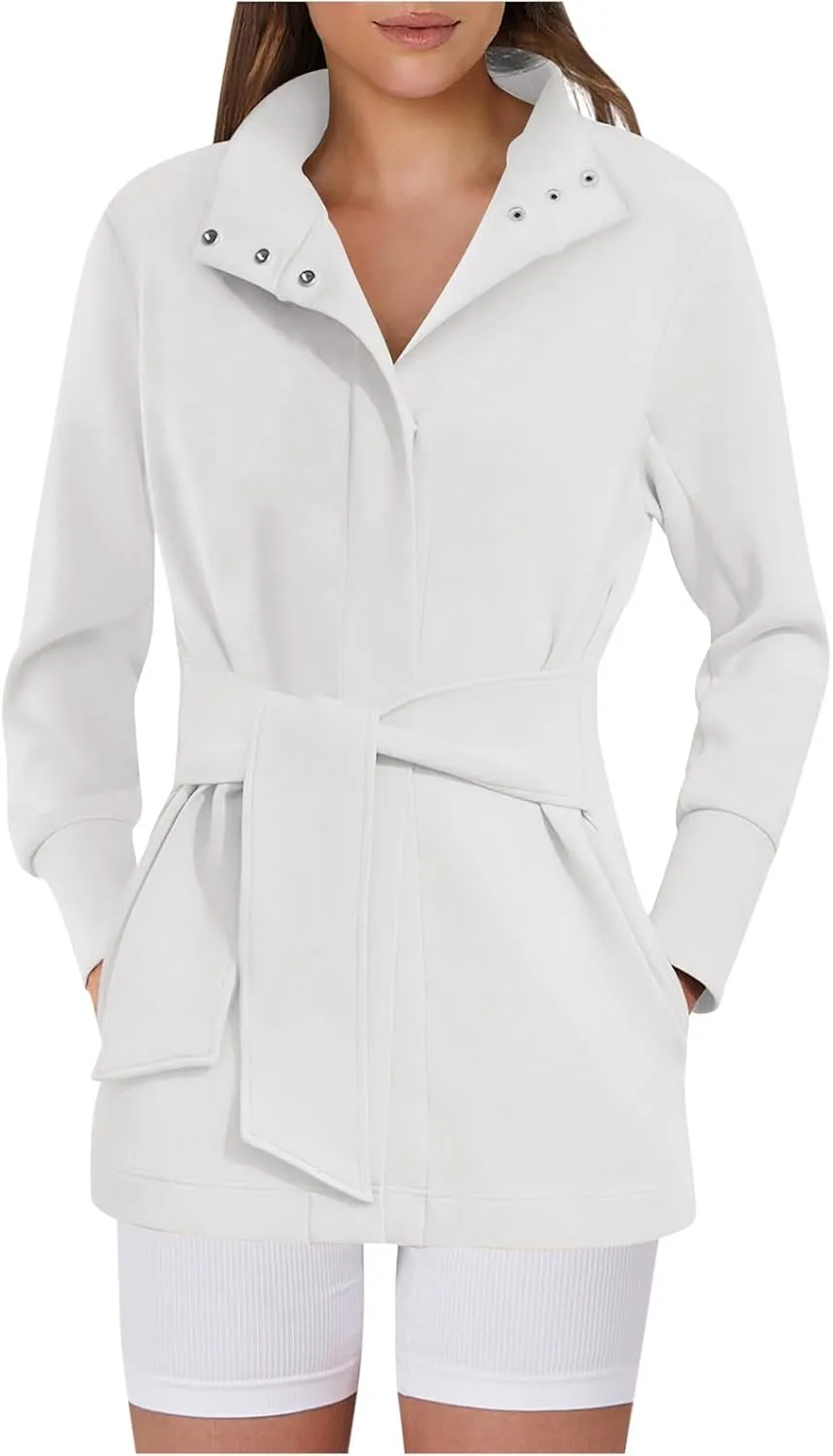 Trench Coats For Women Dressy Casual Long Sleeve Slim Business Jackets Formal Lightweight Long Sleeve Overcoat
