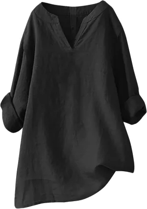Trendy Dressy Blouses Plus Size Casual Women Size Color Long Blouse Loose Women'S Blouse Fashion Dressy Plain Blouses