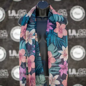 Tropical Hibiscus Plumeria Voile Sarong