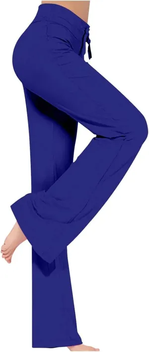 Trouser Style Yoga Pants for Women Drawstring High Waisted Straight Leg Yoga Pants Loose Comfy Modal Lounge Pants