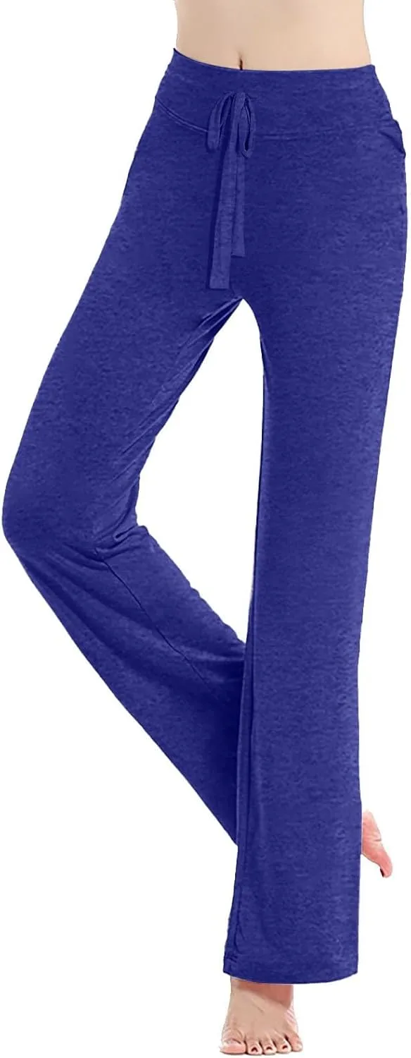 Trouser Style Yoga Pants for Women Drawstring High Waisted Straight Leg Yoga Pants Loose Comfy Modal Lounge Pants