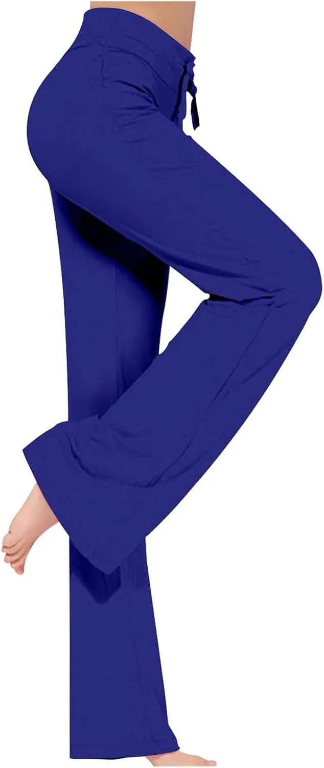 Trouser Style Yoga Pants for Women Drawstring High Waisted Straight Leg Yoga Pants Loose Comfy Modal Lounge Pants