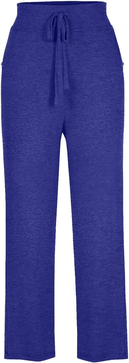 Trouser Style Yoga Pants for Women Drawstring High Waisted Straight Leg Yoga Pants Loose Comfy Modal Lounge Pants