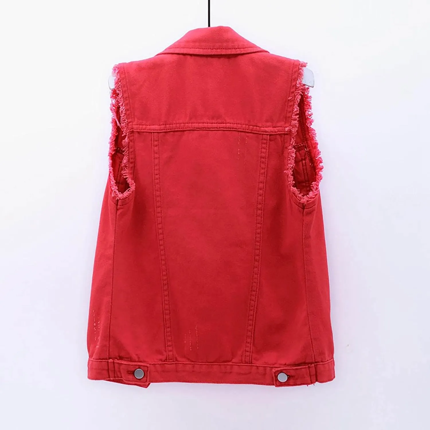 tuduoms Women's Fashion Sleeveless Denim Jacket Casual Lightweight Cropped Jean Jackets Vest Ripped Frayed Denim Waistcoat