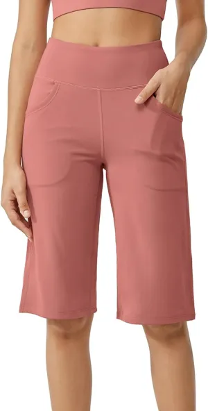 Tummy Control Yoga Capris Women Casual Stretch High Waisted Yoga Leggings Comfy Wide Leg Pants Yoga Capri for Women
