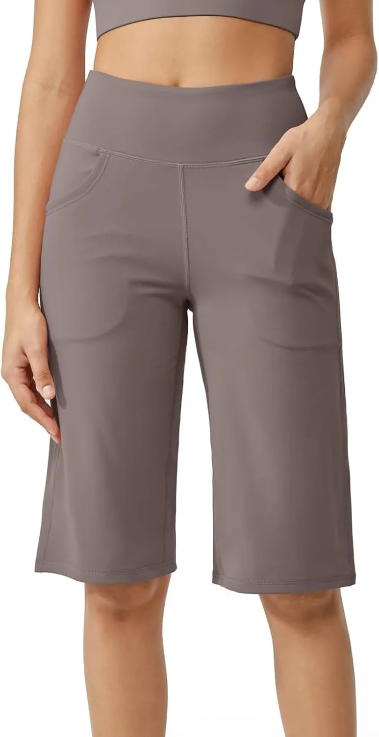 Tummy Control Yoga Capris Women Casual Stretch High Waisted Yoga Leggings Comfy Wide Leg Pants Yoga Capri for Women