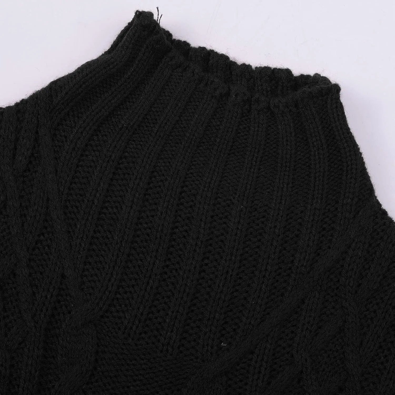 Turtleneck Long Sleeve Shirts Sweater Women's Autumn and Winter Short Pullover Solid Color Loose Sweater Thickened
