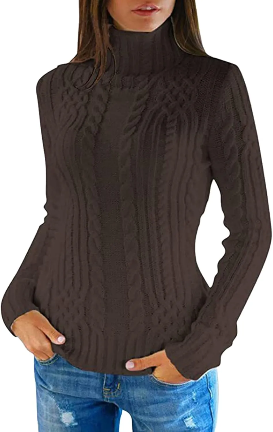 Turtleneck Long Sleeve Shirts Sweater Women's Autumn and Winter Short Pullover Solid Color Loose Sweater Thickened