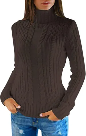 Turtleneck Long Sleeve Shirts Sweater Women's Autumn and Winter Short Pullover Solid Color Loose Sweater Thickened