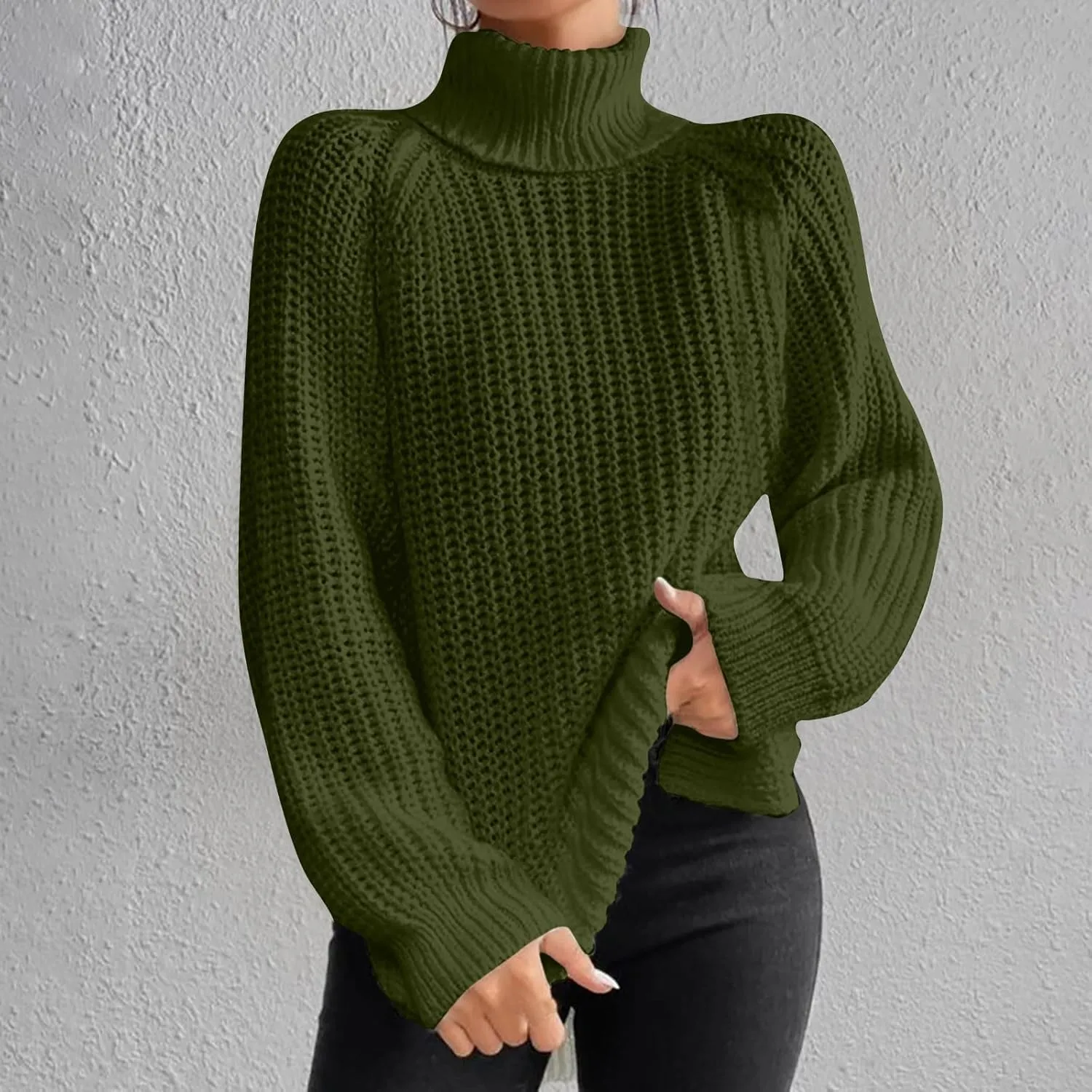 Turtleneck Sweater Women Chunky Knit Sweater Fall Winter Sweaters Cable Weaving Long Sleeve Pullover Thermal Sweater