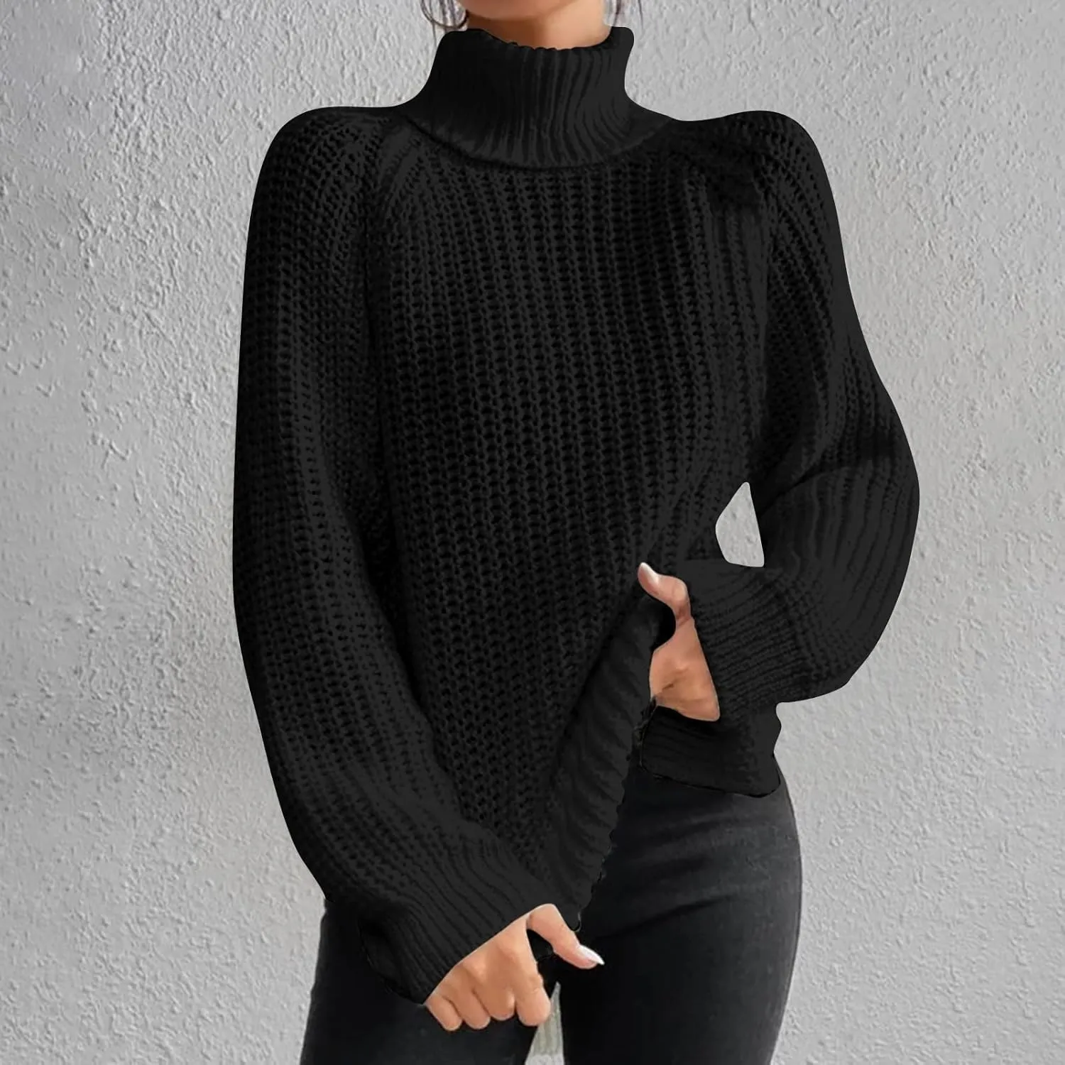 Turtleneck Sweater Women Chunky Knit Sweater Fall Winter Sweaters Cable Weaving Long Sleeve Pullover Thermal Sweater