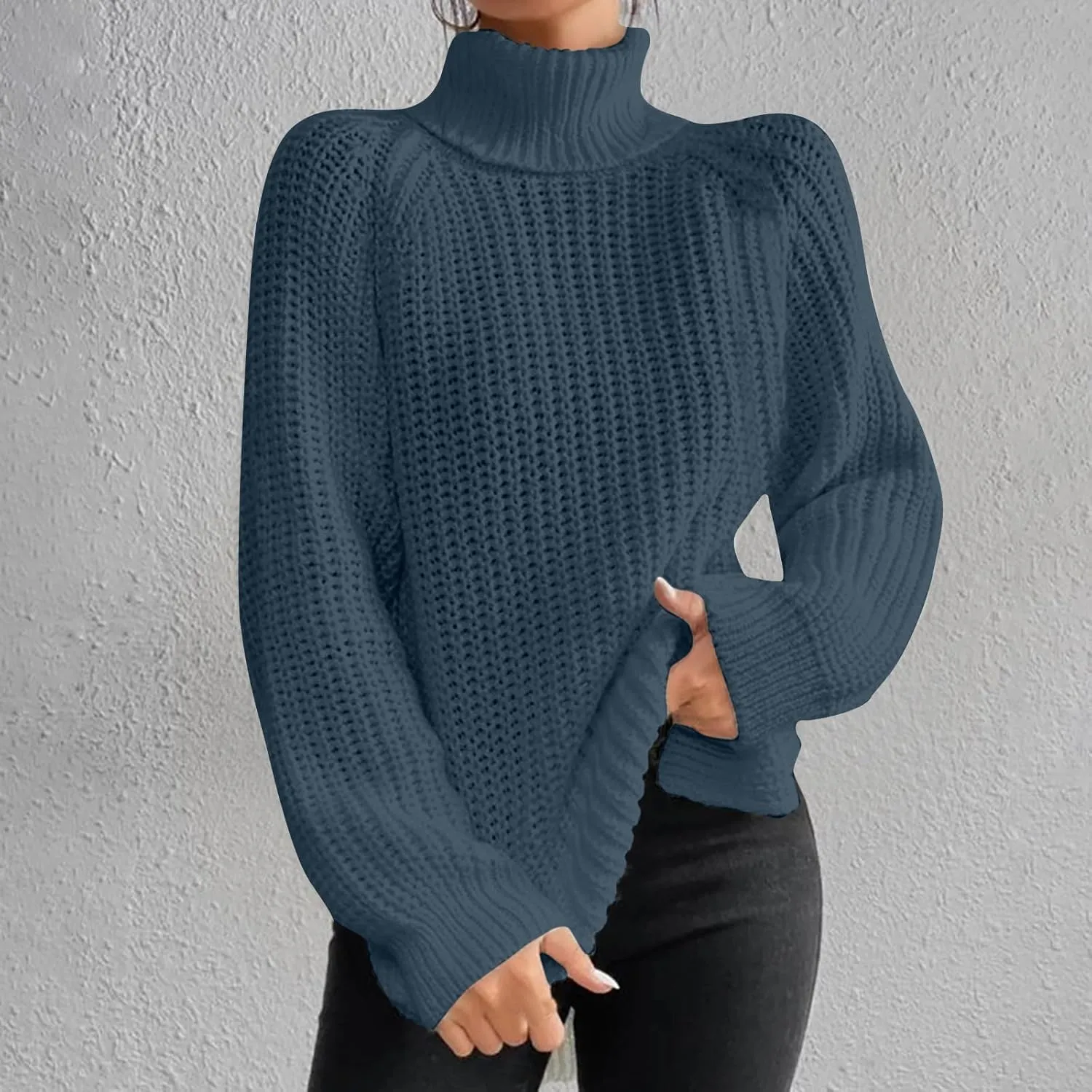 Turtleneck Sweater Women Chunky Knit Sweater Fall Winter Sweaters Cable Weaving Long Sleeve Pullover Thermal Sweater