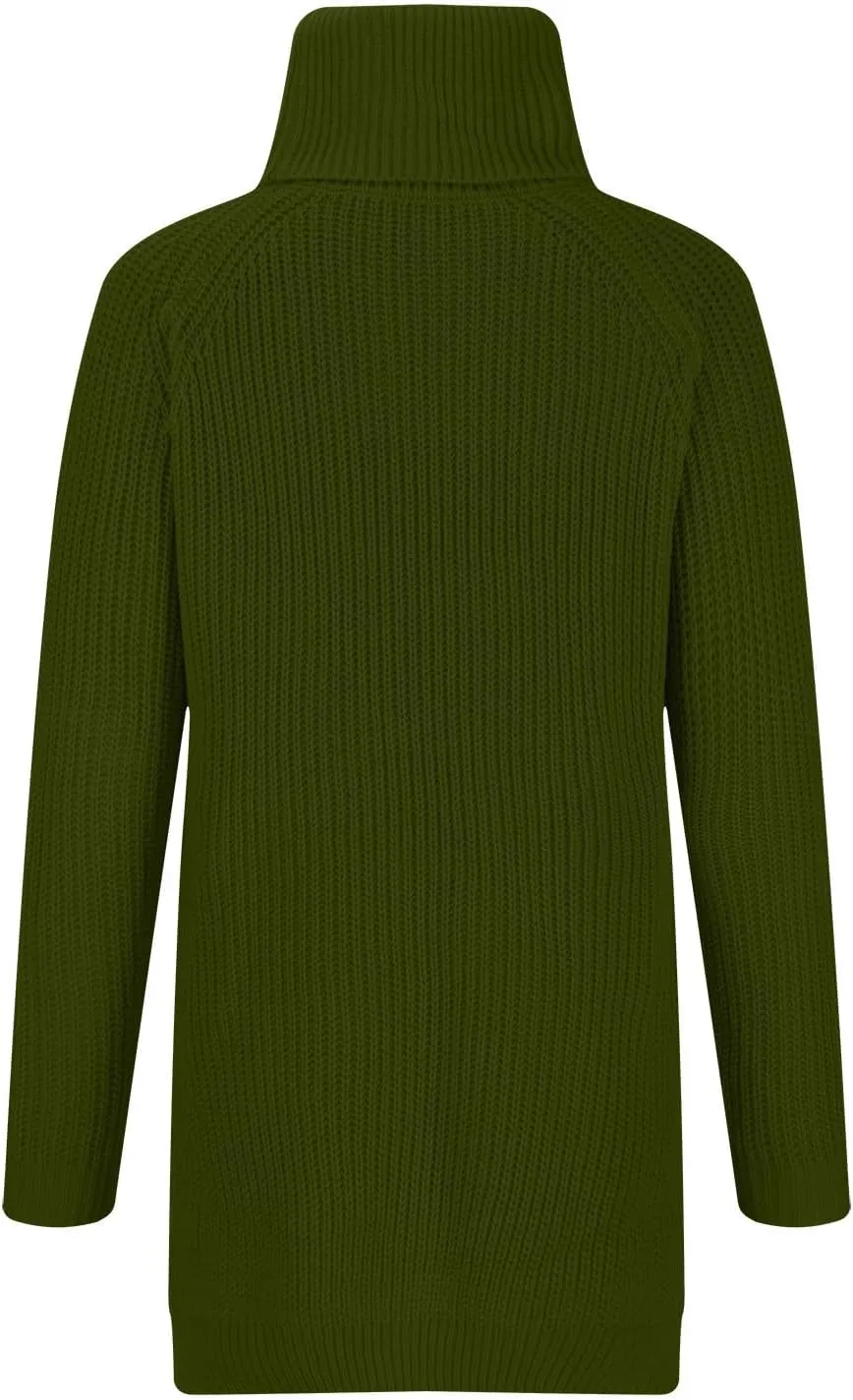 Turtleneck Sweater Women Chunky Knit Sweater Fall Winter Sweaters Cable Weaving Long Sleeve Pullover Thermal Sweater