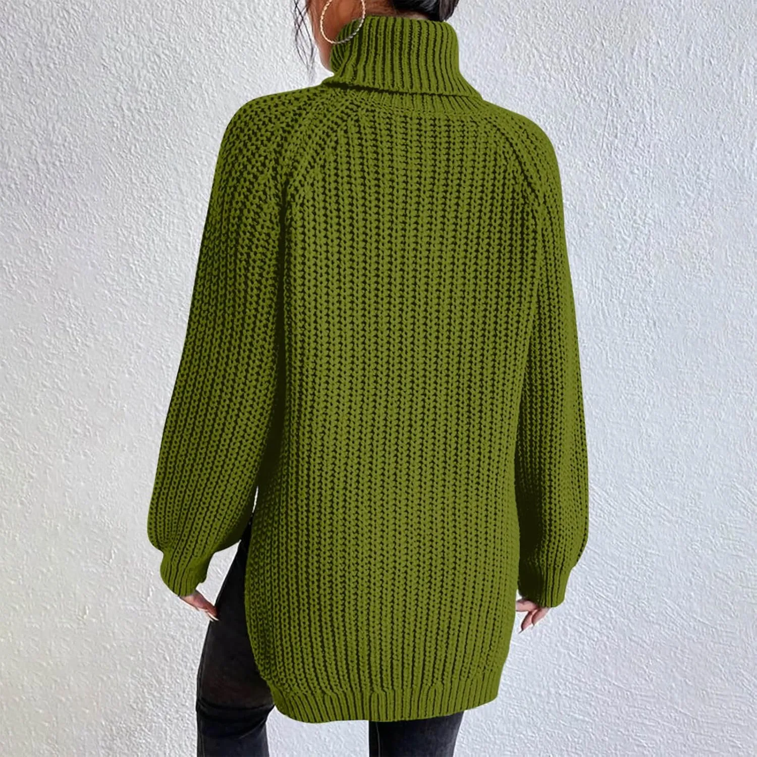 Turtleneck Sweater Women Chunky Knit Sweater Fall Winter Sweaters Cable Weaving Long Sleeve Pullover Thermal Sweater