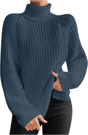 Turtleneck Sweater Women Chunky Knit Sweater Fall Winter Sweaters Cable Weaving Long Sleeve Pullover Thermal Sweater