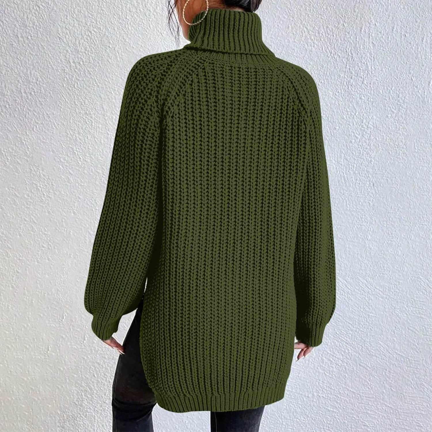 Turtleneck Sweater Women Chunky Knit Sweater Fall Winter Sweaters Cable Weaving Long Sleeve Pullover Thermal Sweater