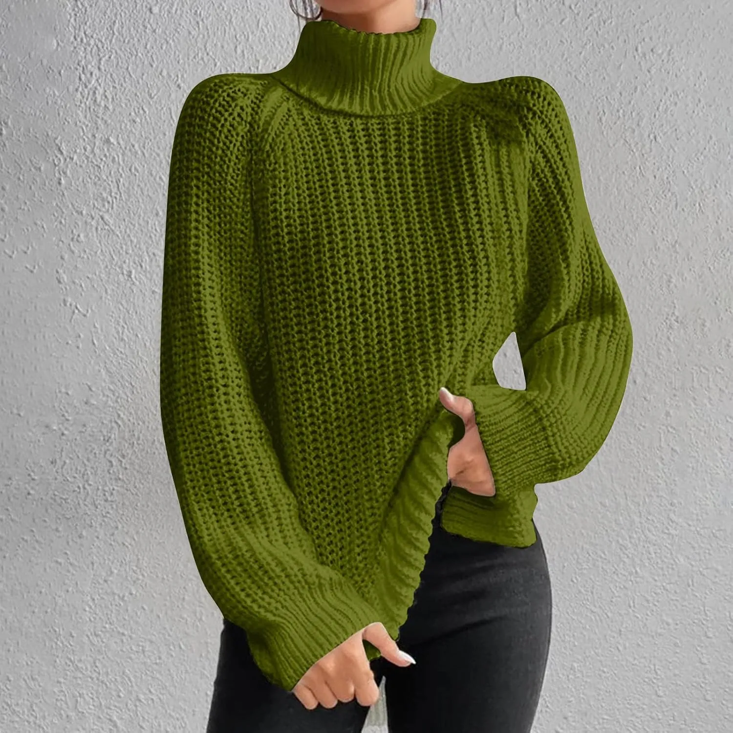 Turtleneck Sweater Women Chunky Knit Sweater Fall Winter Sweaters Cable Weaving Long Sleeve Pullover Thermal Sweater