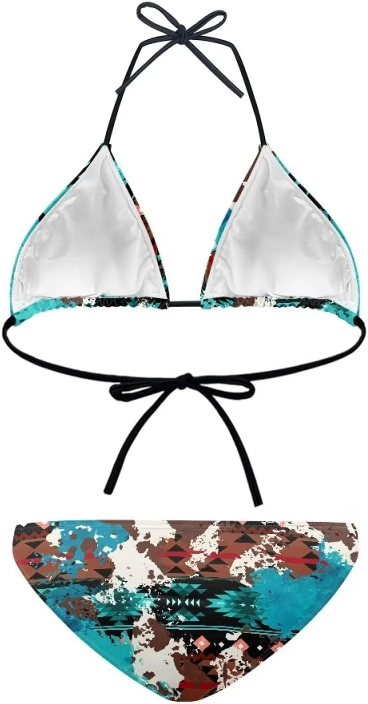 Two-Piece Swimsuit for Women High Waisted Bikini Set Triangle Top Bathing Suit Cheeky Brazilian Thongs Bikinis