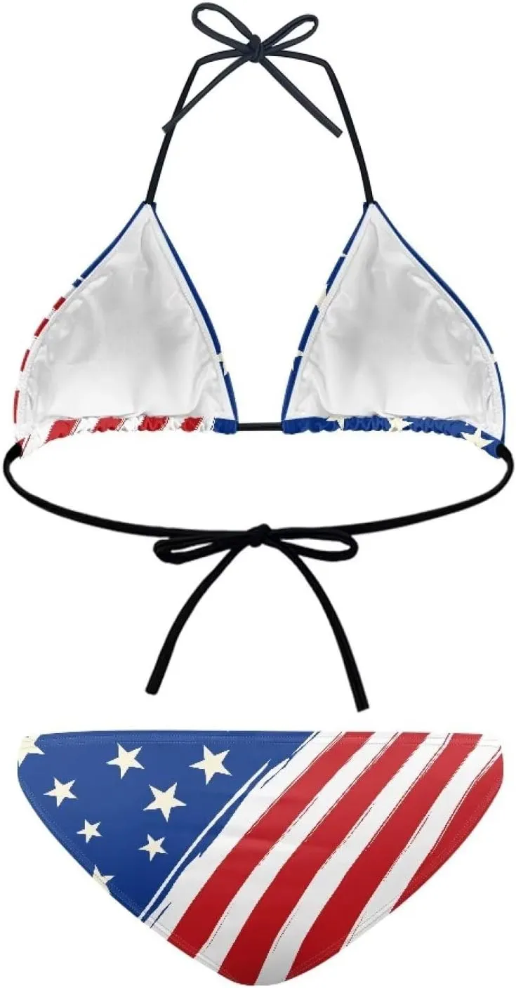 Two-Piece Swimsuit for Women High Waisted Bikini Set Triangle Top Bathing Suit Cheeky Brazilian Thongs Bikinis