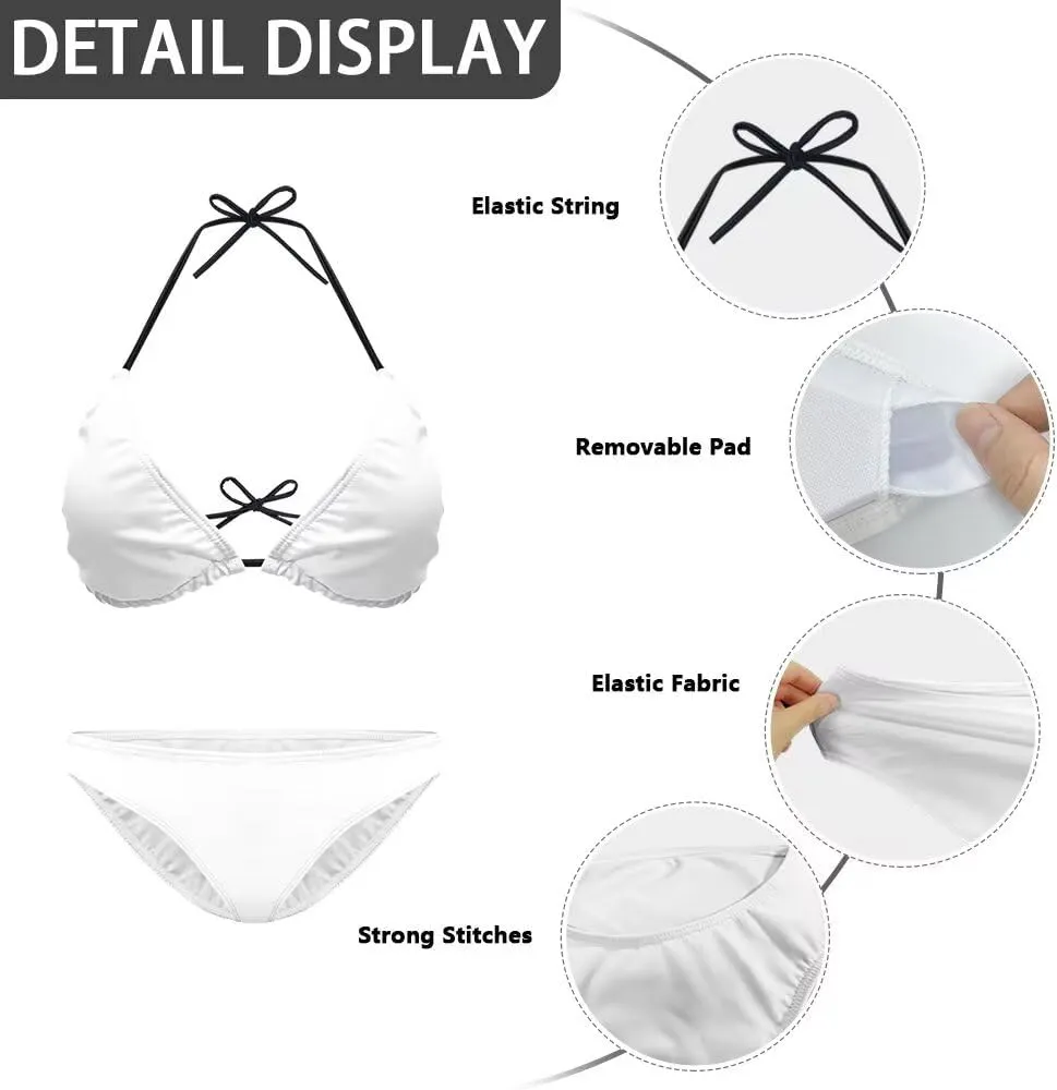 Two-Piece Swimsuit for Women High Waisted Bikini Set Triangle Top Bathing Suit Cheeky Brazilian Thongs Bikinis