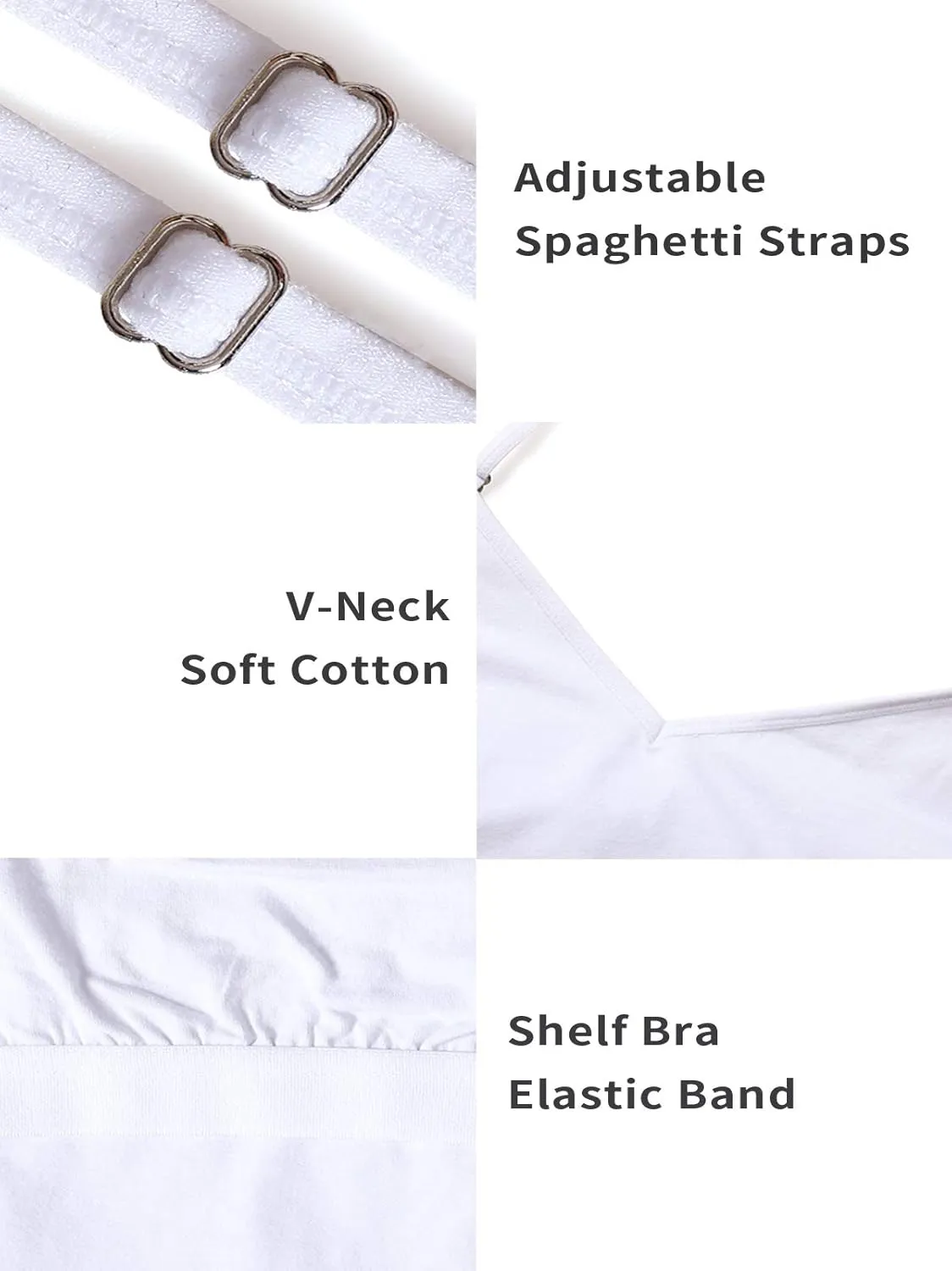 V FOR CITY Women V-Neck Camisole with Shelf Bra Slim Fit Cotton Tank Tops Cami Shirts for Layering 2 Pack