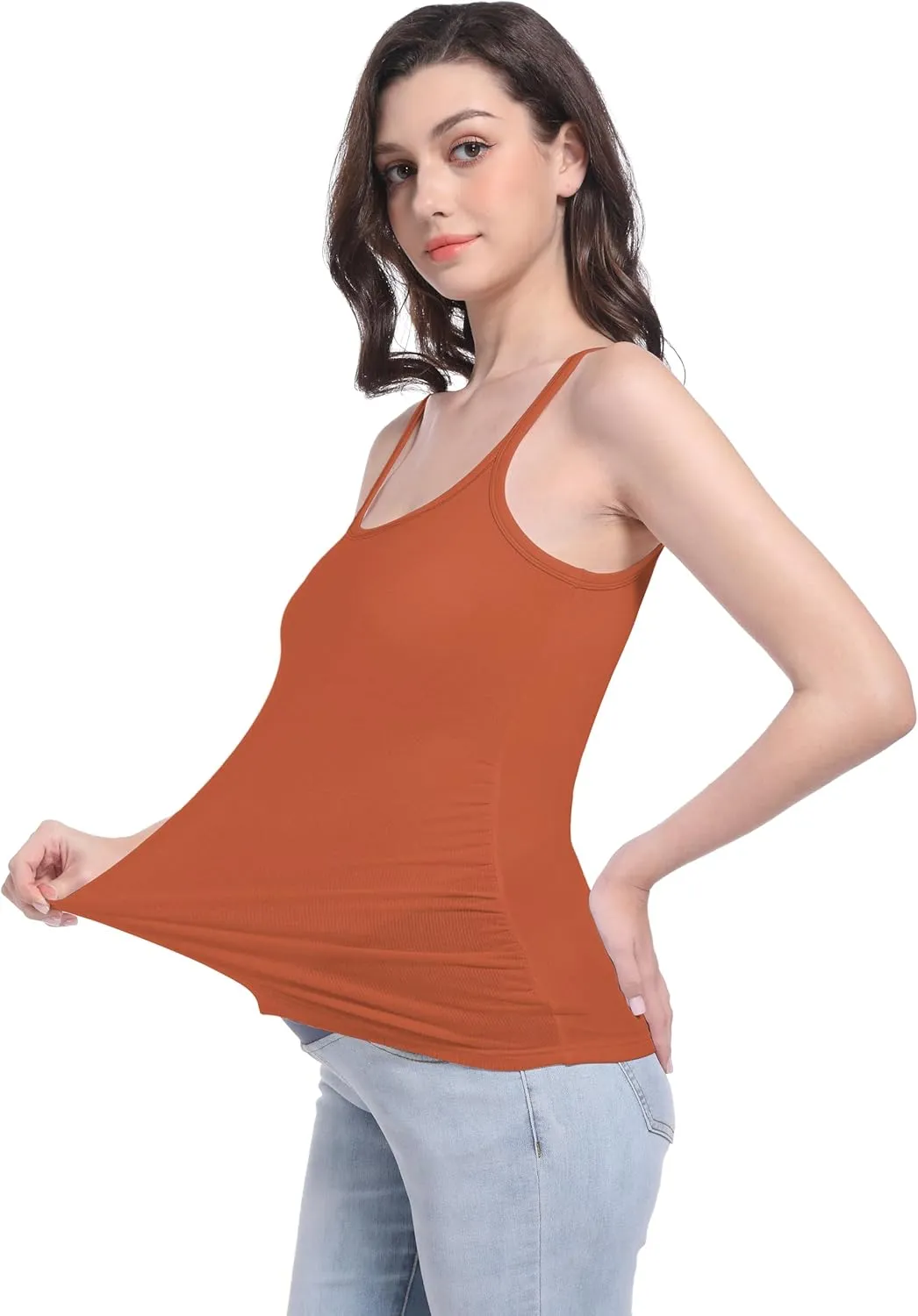V VOCNI Maternity Tank Top for Women Spaghetti Strap Scoop Neck Fitting Pregnancy Camisole Sleeveless Layering Cami Shirts