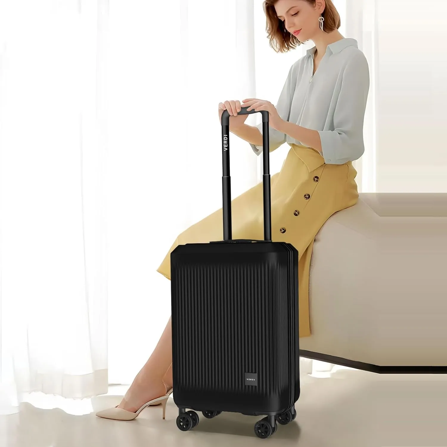 Verdi Hardside Carry On Luggage with Spinner Wheels, Lightweight Travel Suitcase