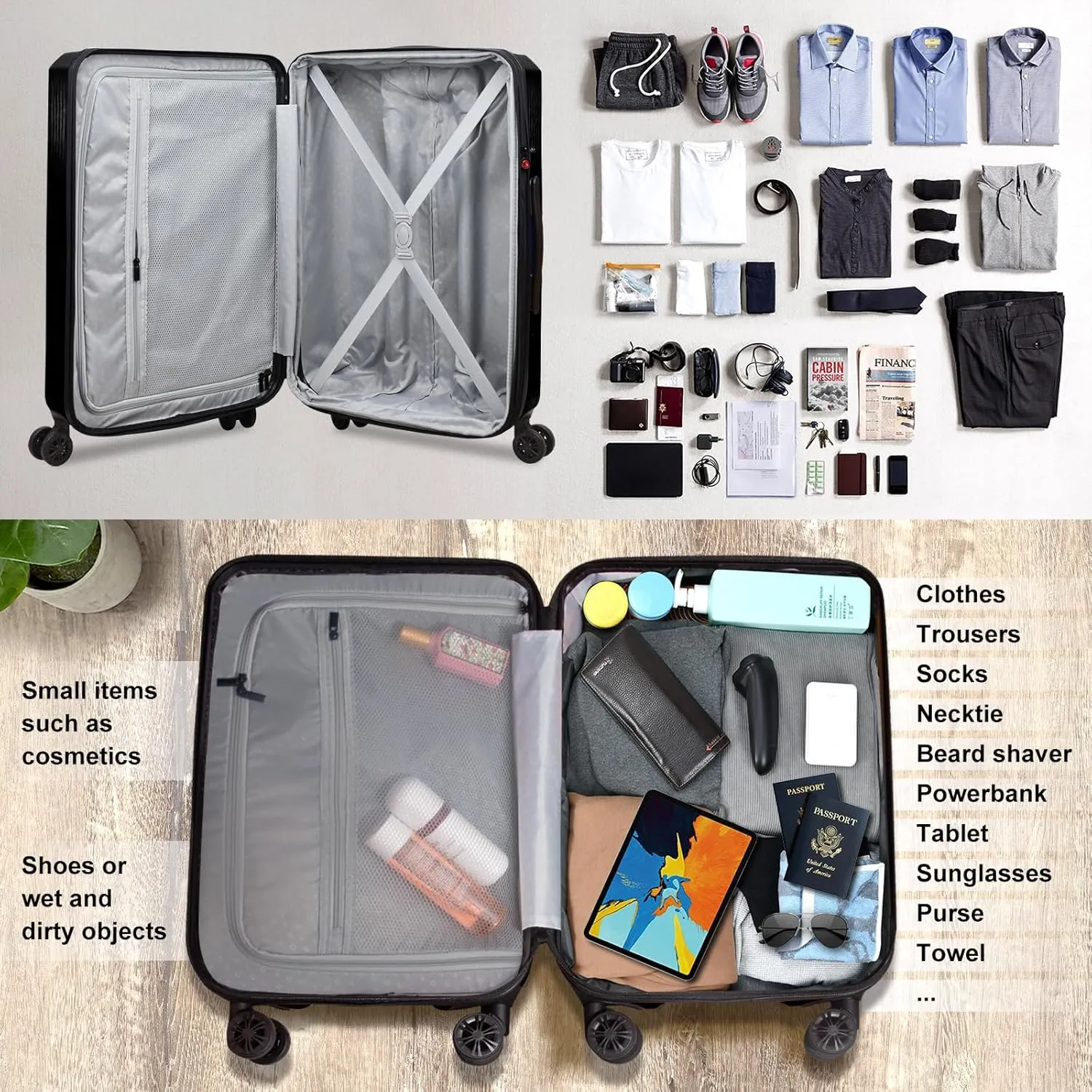 Verdi Hardside Carry On Luggage with Spinner Wheels, Lightweight Travel Suitcase