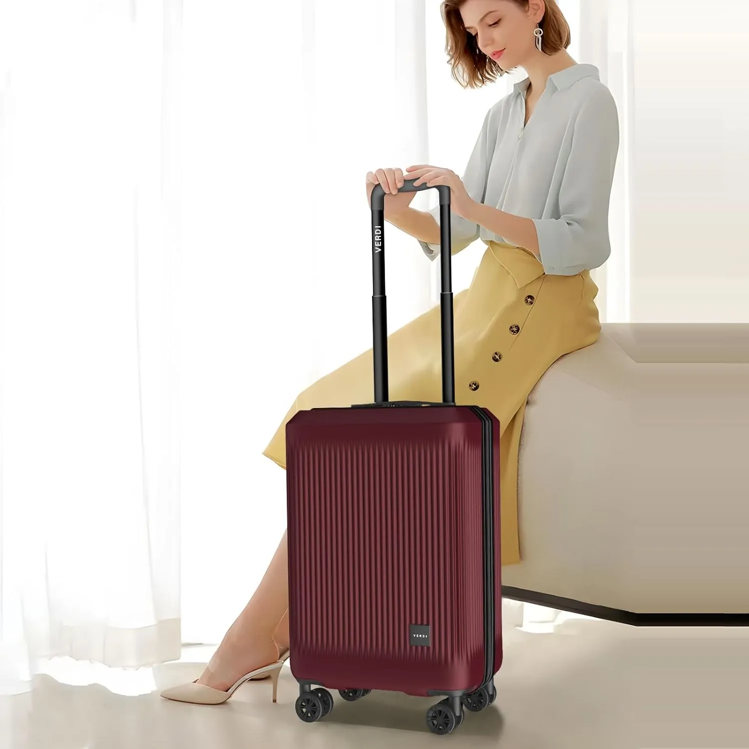 Verdi Hardside Carry On Luggage with Spinner Wheels, Lightweight Travel Suitcase