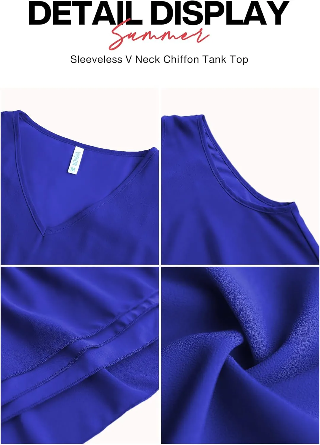 VIISHOW Women's 2023 Summer Sleeveless V Neck Chiffon Tank Top Double Layers Ruffle Hem Casual Blouse Tunic