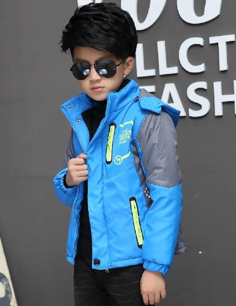 Vinmin Latest Boys Thicken Fleece Hooded Jacket Warm Quilted Coat Outdoor Cool Cute Fashion for Winter Autumn Spring