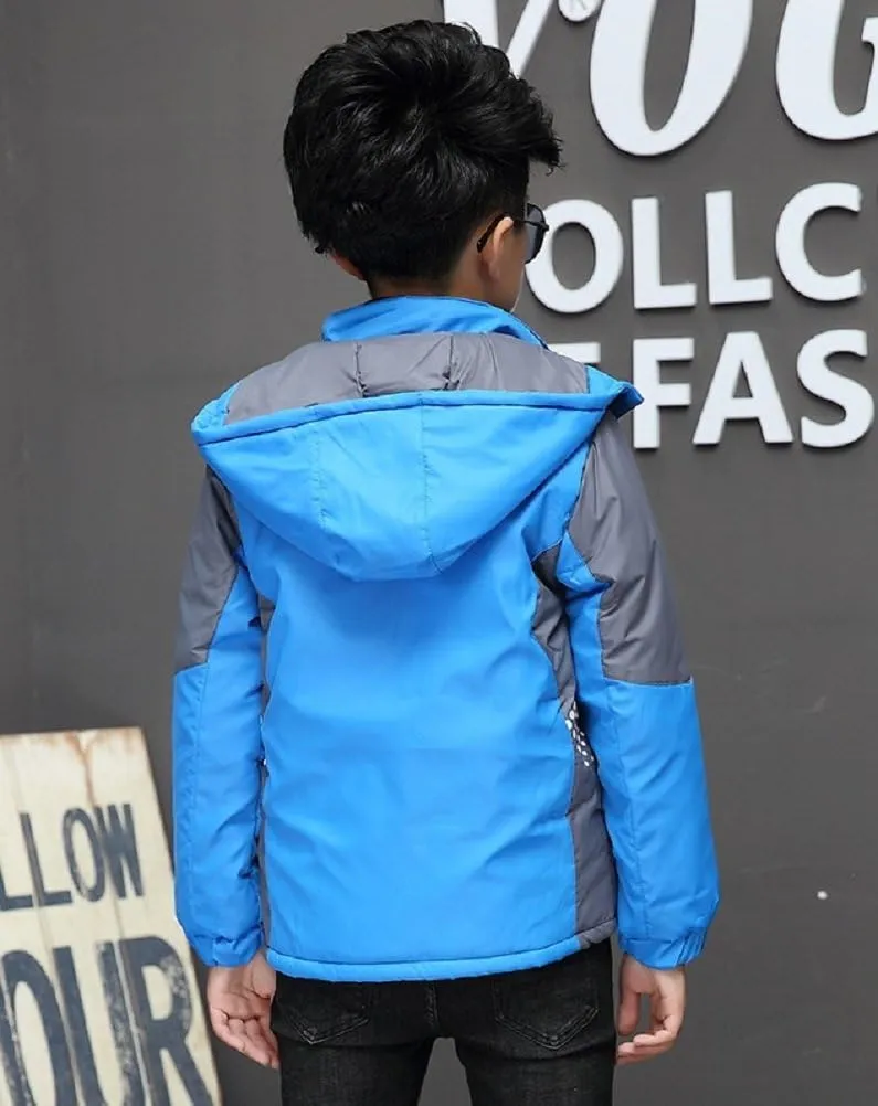Vinmin Latest Boys Thicken Fleece Hooded Jacket Warm Quilted Coat Outdoor Cool Cute Fashion for Winter Autumn Spring
