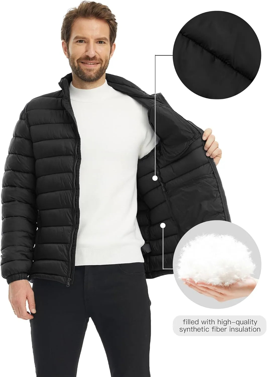 wantdo Men's Lightweight Puffer Jacket Warm Winter Jacket Windproof Winter Coat (Regular and Big)