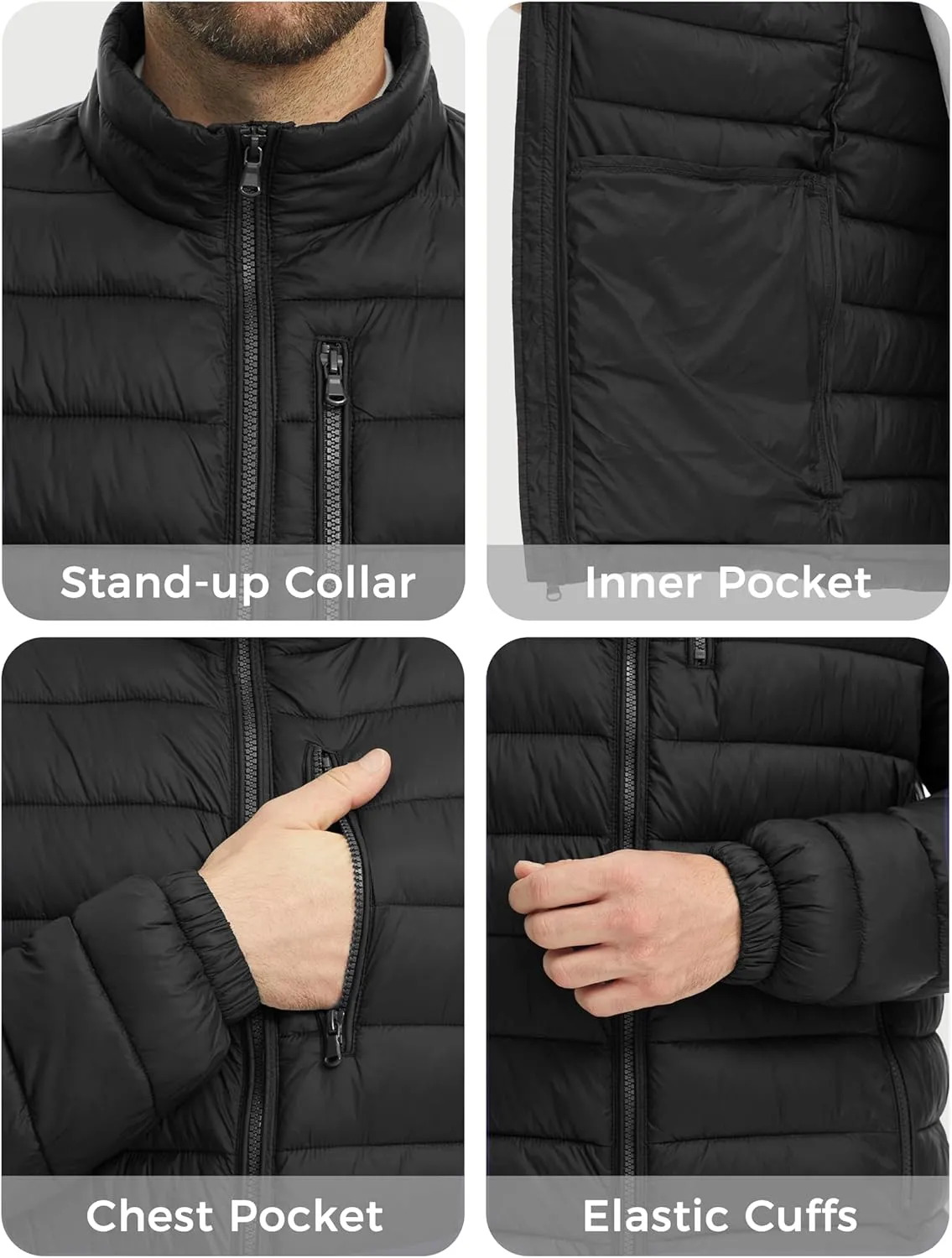 wantdo Men's Lightweight Puffer Jacket Warm Winter Jacket Windproof Winter Coat (Regular and Big)
