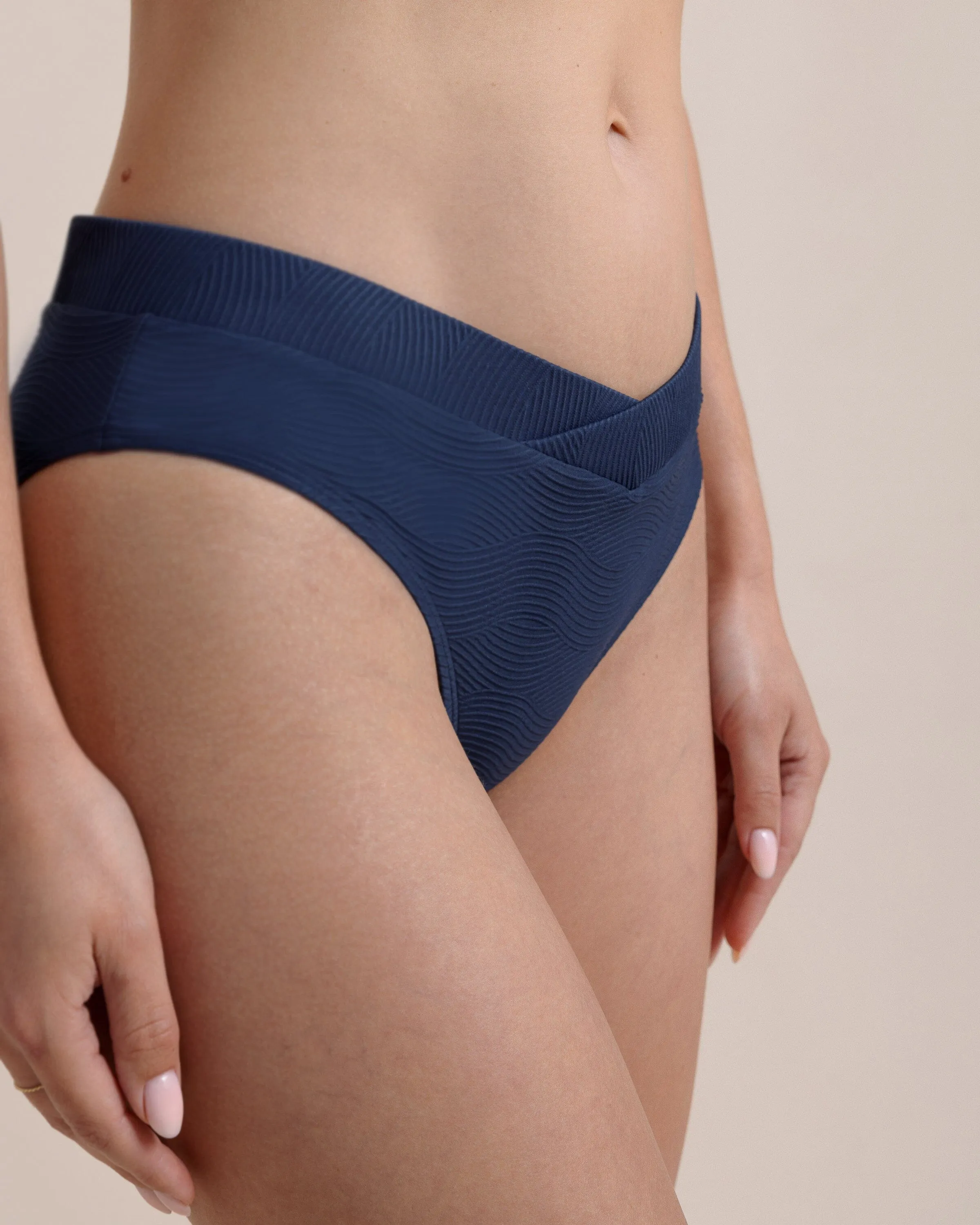 Wave Texture Cross Over Bikini Bottom
