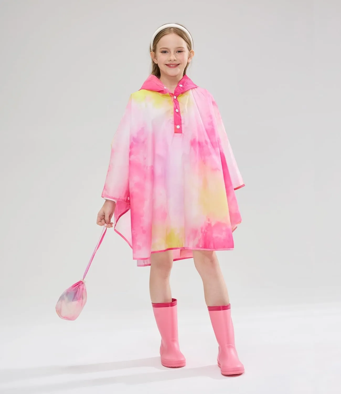 WAWSAM Lightweight Kids Rain Poncho Reusable Toddler Raincoat Waterproof Rain Jacket