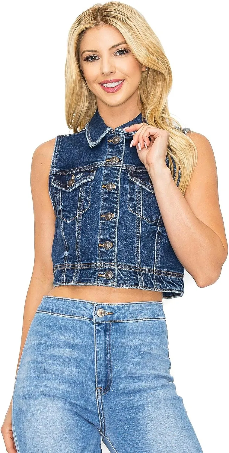 Wax Jeans Women's Classic Cropped Denim Vest